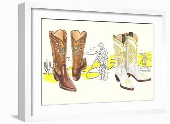 Two Pair of Fancy Cowboy Boots-null-Framed Art Print