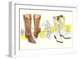 Two Pair of Fancy Cowboy Boots-null-Framed Art Print