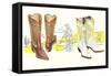 Two Pair of Fancy Cowboy Boots-null-Framed Stretched Canvas