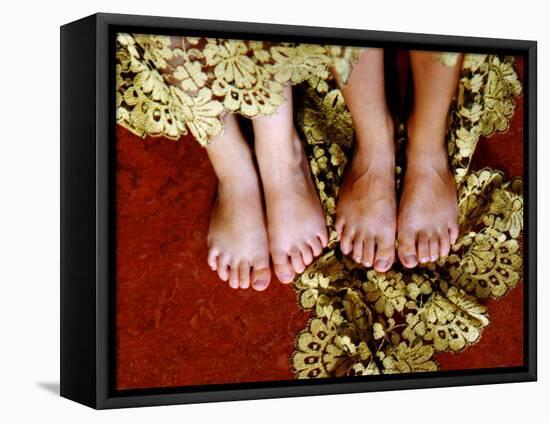 Two Pair of Feet of Small Children with Textile Spread around Them-Winfred Evers-Framed Stretched Canvas