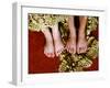 Two Pair of Feet of Small Children with Textile Spread around Them-Winfred Evers-Framed Premium Photographic Print