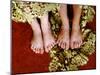 Two Pair of Feet of Small Children with Textile Spread around Them-Winfred Evers-Mounted Premium Photographic Print