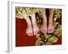 Two Pair of Feet of Small Children with Textile Spread around Them-Winfred Evers-Framed Photographic Print