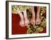 Two Pair of Feet of Small Children with Textile Spread around Them-Winfred Evers-Framed Photographic Print