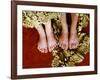 Two Pair of Feet of Small Children with Textile Spread around Them-Winfred Evers-Framed Photographic Print