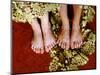 Two Pair of Feet of Small Children with Textile Spread around Them-Winfred Evers-Mounted Photographic Print