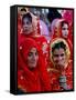 Two Pakistani Brides, Smile During a Mass Wedding Ceremon-null-Framed Stretched Canvas