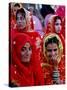 Two Pakistani Brides, Smile During a Mass Wedding Ceremon-null-Stretched Canvas