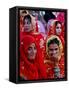 Two Pakistani Brides, Smile During a Mass Wedding Ceremon-null-Framed Stretched Canvas