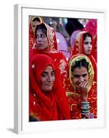Two Pakistani Brides, Smile During a Mass Wedding Ceremon-null-Framed Photographic Print