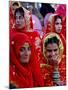 Two Pakistani Brides, Smile During a Mass Wedding Ceremon-null-Mounted Photographic Print