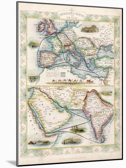 Two-Part Map Showing Overland Routes to India-J. Rapkin-Mounted Art Print