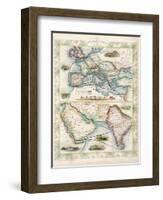 Two-Part Map Showing Overland Routes to India-J. Rapkin-Framed Art Print