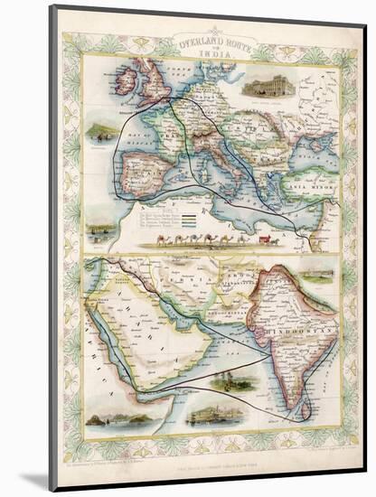 Two-Part Map Showing Overland Routes to India-J. Rapkin-Mounted Art Print