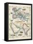 Two-Part Map Showing Overland Routes to India-J. Rapkin-Framed Stretched Canvas