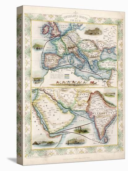 Two-Part Map Showing Overland Routes to India-J. Rapkin-Stretched Canvas