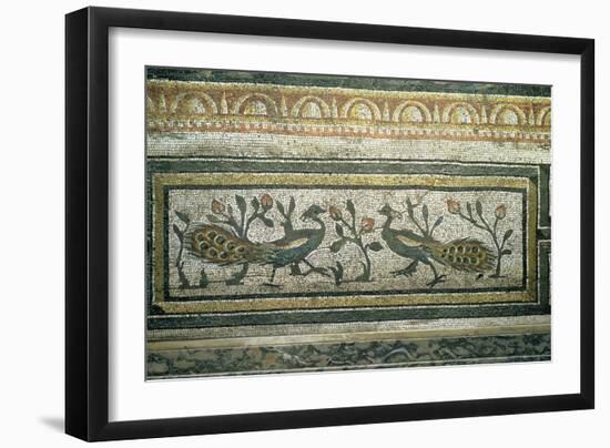 Two Peacocks, Decorative Border Detail from a Mosaic Pavement-null-Framed Giclee Print