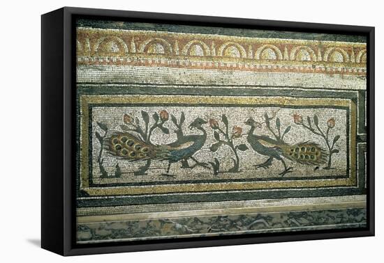 Two Peacocks, Decorative Border Detail from a Mosaic Pavement-null-Framed Stretched Canvas