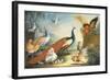 Two Peacocks, Doves, Chickens and a Rooster in a Parkland-Marmaduke Cradock-Framed Giclee Print