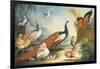 Two Peacocks, Doves, Chickens and a Rooster in a Parkland-Marmaduke Cradock-Framed Giclee Print