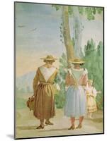 Two Peasant Women and a Child Seen from Behind, from the 'Foresteria' (Guesthouse) 1757-Giandomenico Tiepolo-Mounted Giclee Print