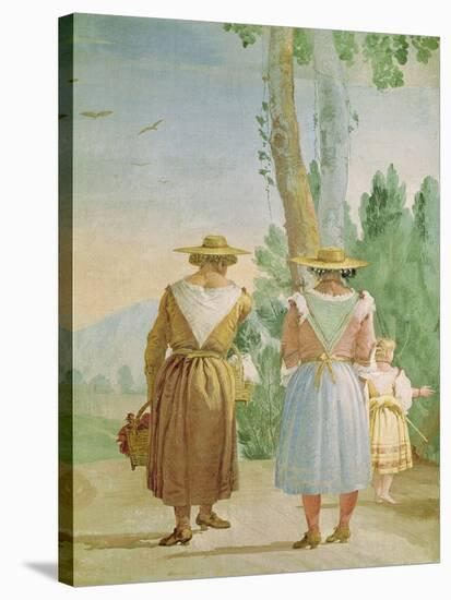 Two Peasant Women and a Child Seen from Behind, from the 'Foresteria' (Guesthouse) 1757-Giandomenico Tiepolo-Stretched Canvas