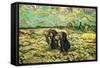 Two Peasant Women Digging In Field with Snow-Vincent van Gogh-Framed Stretched Canvas