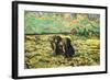 Two Peasant Women Digging In Field with Snow-Vincent van Gogh-Framed Art Print