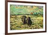 Two Peasant Women Digging In Field with Snow-Vincent van Gogh-Framed Art Print