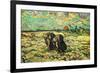 Two Peasant Women Digging In Field with Snow-Vincent van Gogh-Framed Art Print