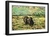 Two Peasant Women Digging in Field with Snow-Vincent van Gogh-Framed Art Print