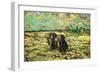 Two Peasant Women Digging in Field with Snow-Vincent van Gogh-Framed Art Print