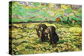 Two Peasant Women Digging In Field with Snow-Vincent van Gogh-Stretched Canvas