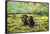 Two Peasant Women Digging In Field with Snow-Vincent van Gogh-Framed Stretched Canvas