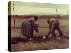 Two Peasants Planting Potatoes, 1885-Vincent van Gogh-Stretched Canvas