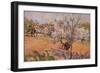 Two Peasants Sowing Haricots in an Orchard in Blossom-Armand Guillaumin-Framed Giclee Print