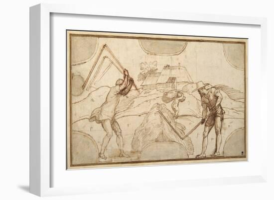 Two Peasants Threshing-Domenico Campagnola-Framed Giclee Print