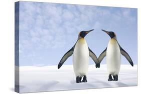 Two Penguins Holding Hands-null-Stretched Canvas