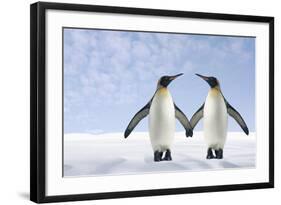 Two Penguins Holding Hands-null-Framed Photographic Print