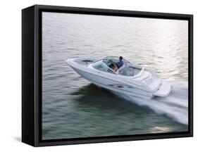 Two People in a Motorboat-null-Framed Stretched Canvas