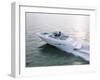 Two People in a Motorboat-null-Framed Premium Photographic Print