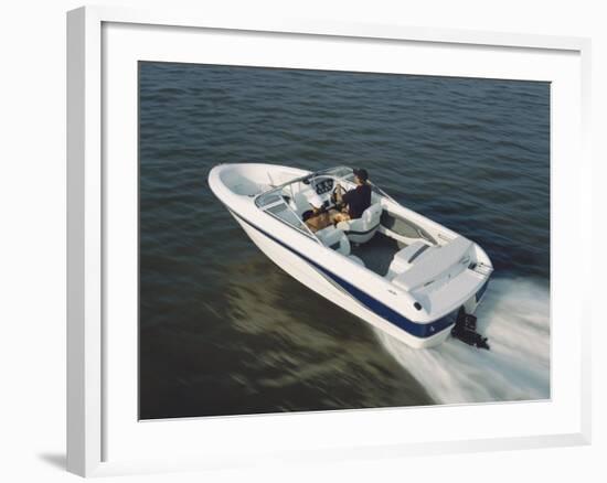 Two People in a Motorboat-null-Framed Photographic Print