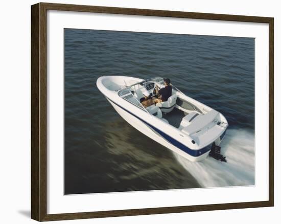 Two People in a Motorboat-null-Framed Photographic Print