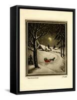 Two People in Horsedrawn Sleigh on Snowy Landscape-null-Framed Stretched Canvas