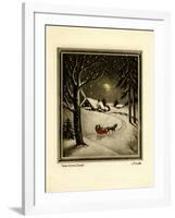 Two People in Horsedrawn Sleigh on Snowy Landscape-null-Framed Art Print