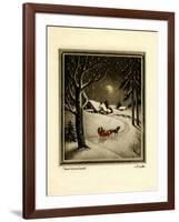 Two People in Horsedrawn Sleigh on Snowy Landscape-null-Framed Art Print