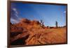 Two people mountain biking, Moab, Utah, USA-Richard Sisk-Framed Photographic Print