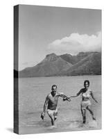 Two People on the Beach in Paradise Island, Tahiti-Carl Mydans-Stretched Canvas