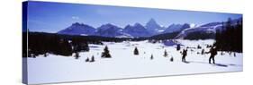 Two People Skiing, Mt Assiniboine, Mt Assiniboine Provincial Park, British Columbia, Canada-null-Stretched Canvas
