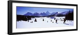 Two People Skiing, Mt Assiniboine, Mt Assiniboine Provincial Park, British Columbia, Canada-null-Framed Photographic Print